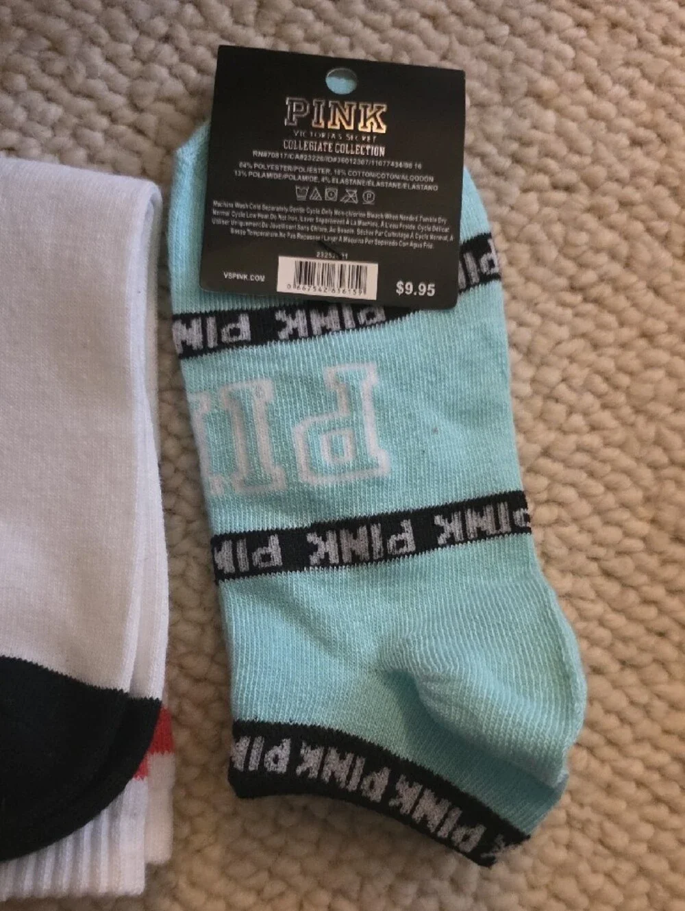 PINK Victoria's Secret Rainbow Stripe & Mint Low-Cut Sock Set